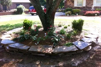 New landscaping installed in the front yard of a home in Murray.