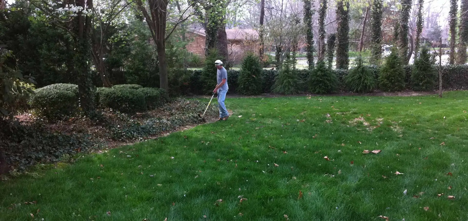 String trimming is a part of our mowing and maintenance services for customers in Mayfield and beyond.